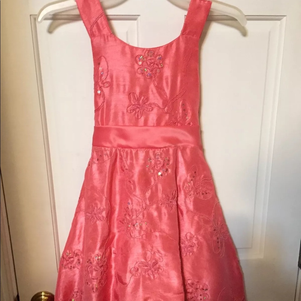 RARE EDITIONS Size 8 Coral Special Occasion Dress CDW $78 EUC - Picture 3 of 9